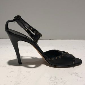 Manolo Blahnik Black Leather Studded Sandals